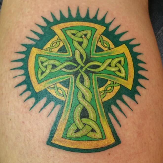 Green Celtic Cross Tattoo