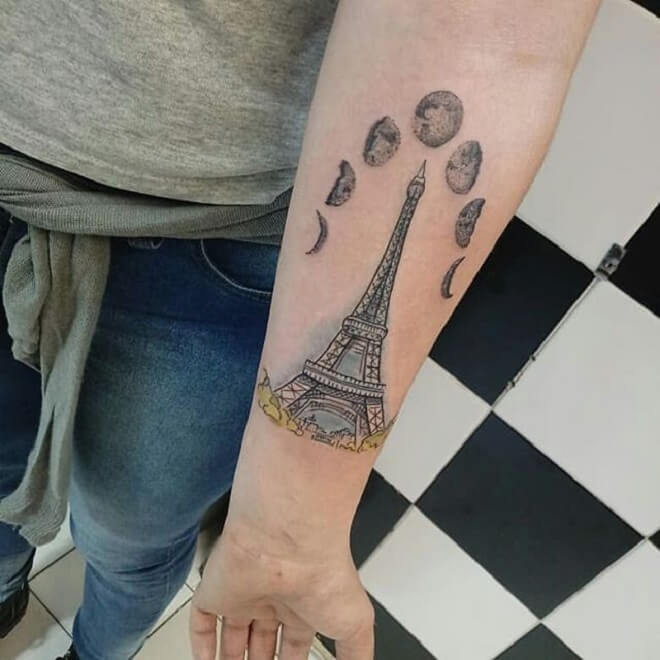 Hand Eiffel Tower Tattoo