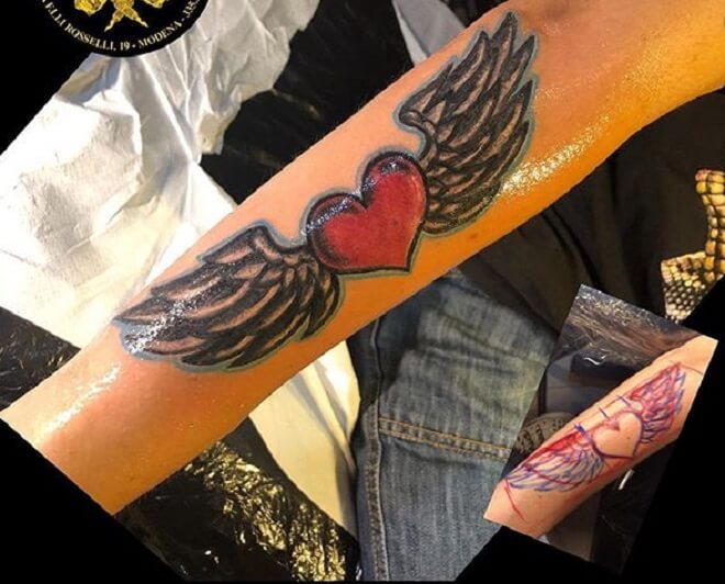 Hand Heart with Wings Tattoo