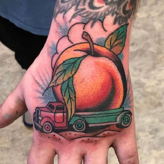 Hand Peach Tattoo