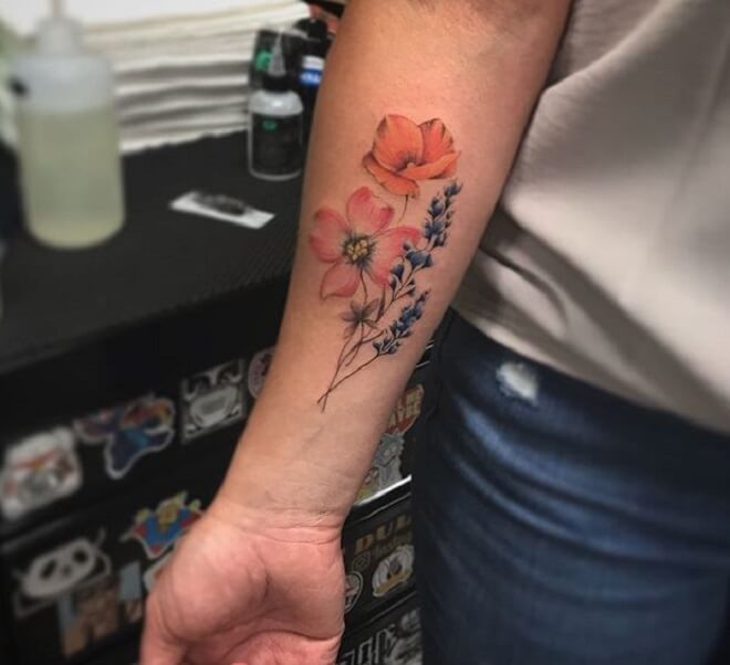 Hand Poppy Tattoo