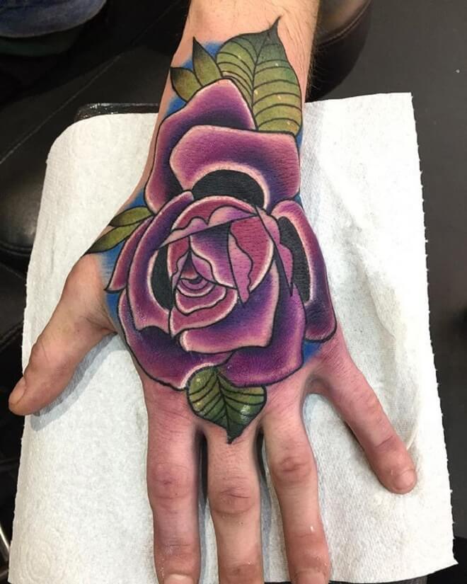 Hand Traditional Rose Tattoo