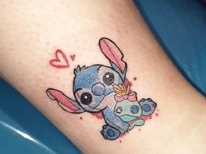 24. Heart Lilo and Stitch Tattoo.