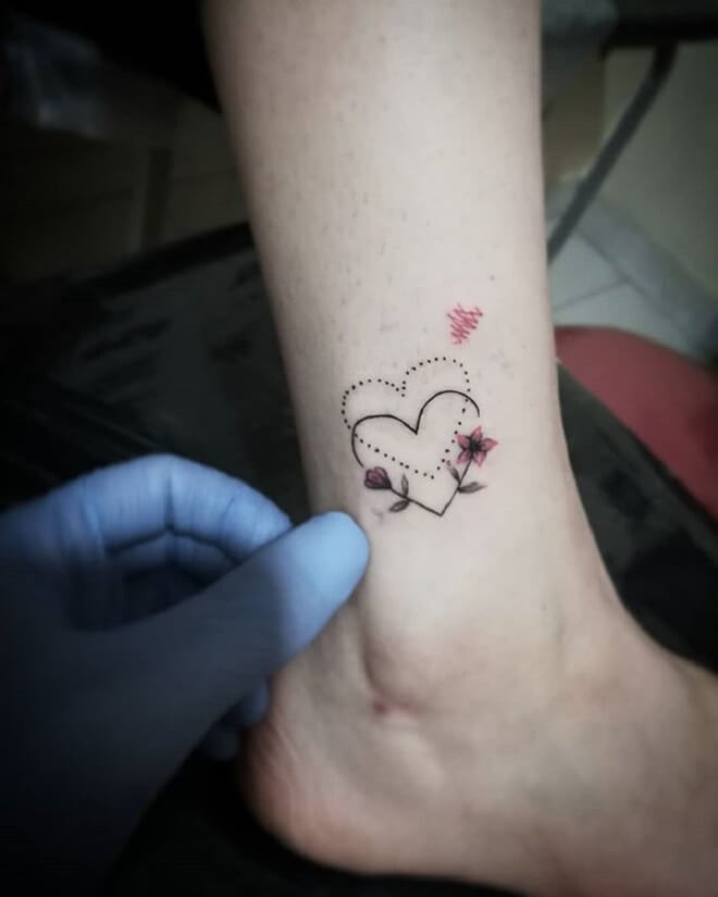 Heart Small Flower Tattoo