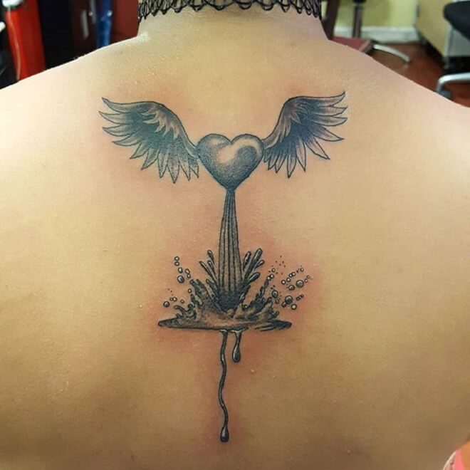 Heart with Wings Back Side Tattoo