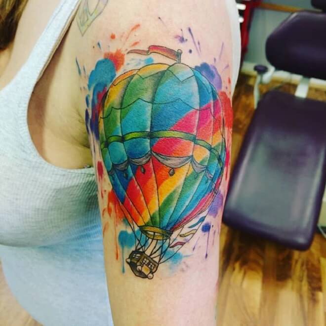 Hot Air Balloon Tattoo for Women