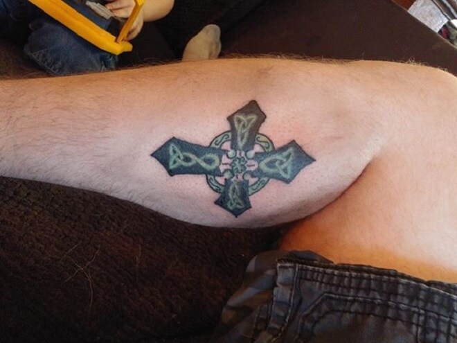Leg Celtic Cross Tattoo