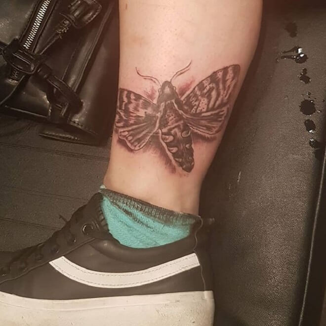 Leg Death Moth Tattoo