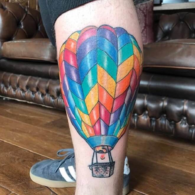 Leg Hot Air Balloon Tattoo