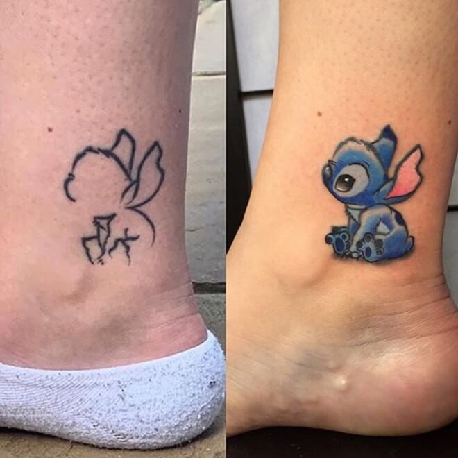 Leg Lilo and Stitch Tattoo