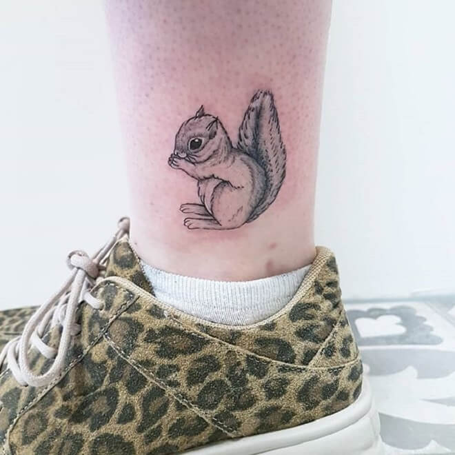 Leg Squirrel Tattoo