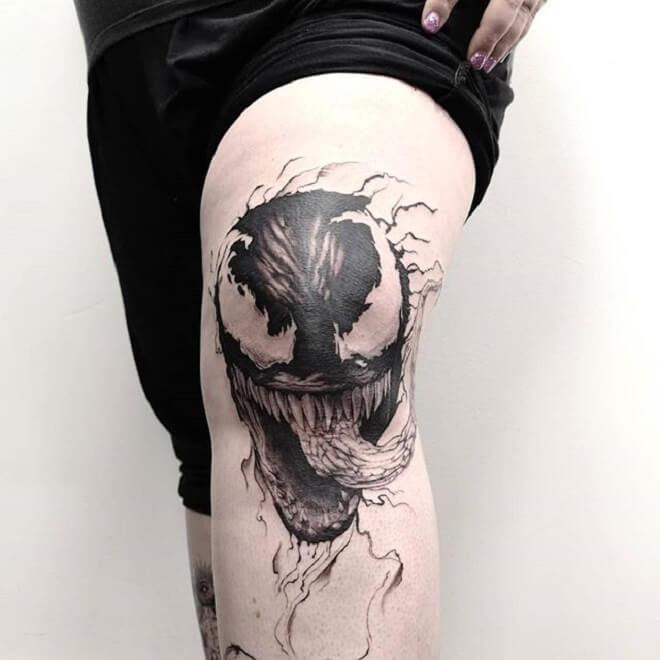 Leg Venom Tattoo