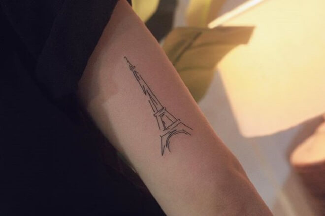 Line Eiffel Tower Tattoo