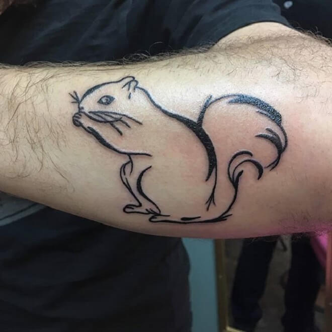Line Squirrel Tattoo