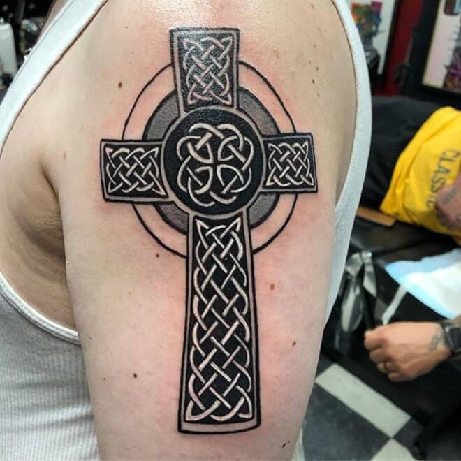 Men Celtic Cross Tattoo