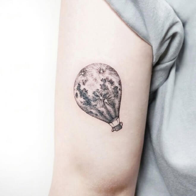 Moon Hot Air Balloon Tattoo