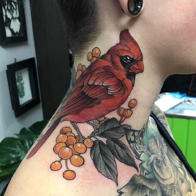 Neck Cardinal Tattoo
