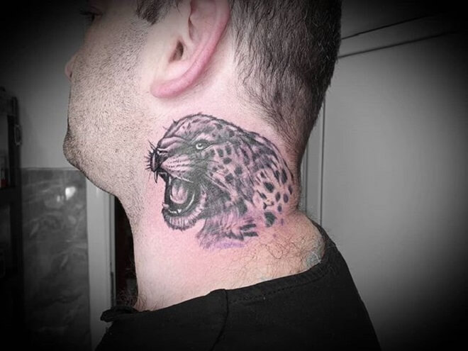 Neck Leopard Tattoo