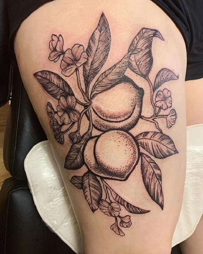 Peach Black and Grey Tattoo
