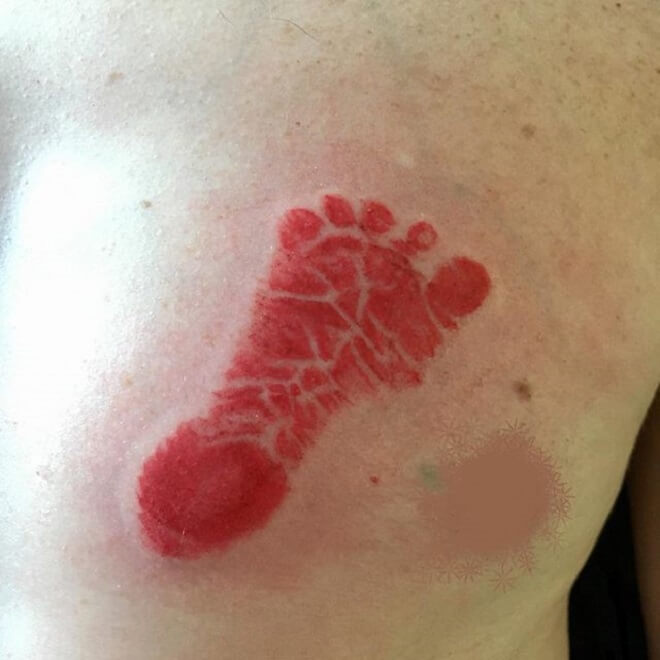 Red Footprint Tattoo