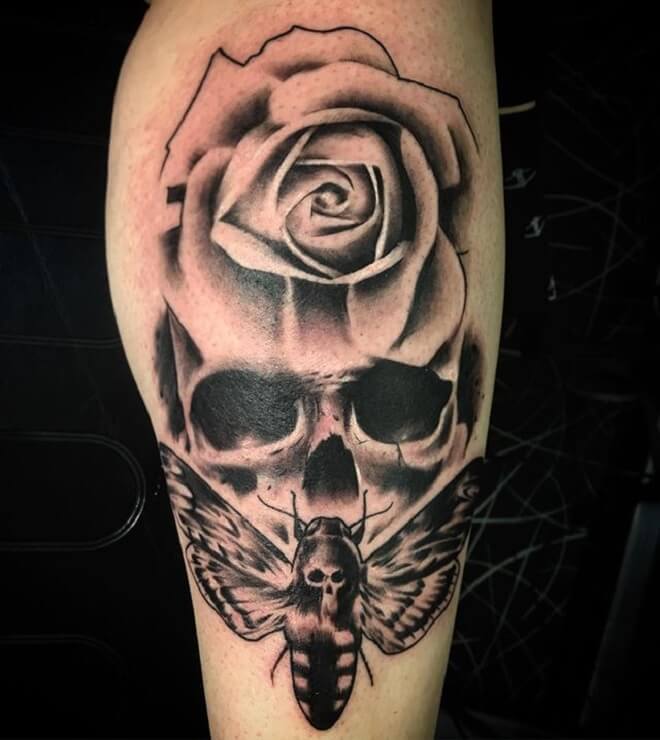 Rose Death Moth Tattoo
