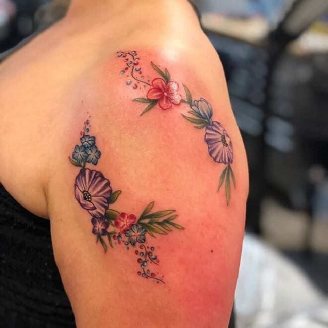 Shoulder Small Flower Tattoo