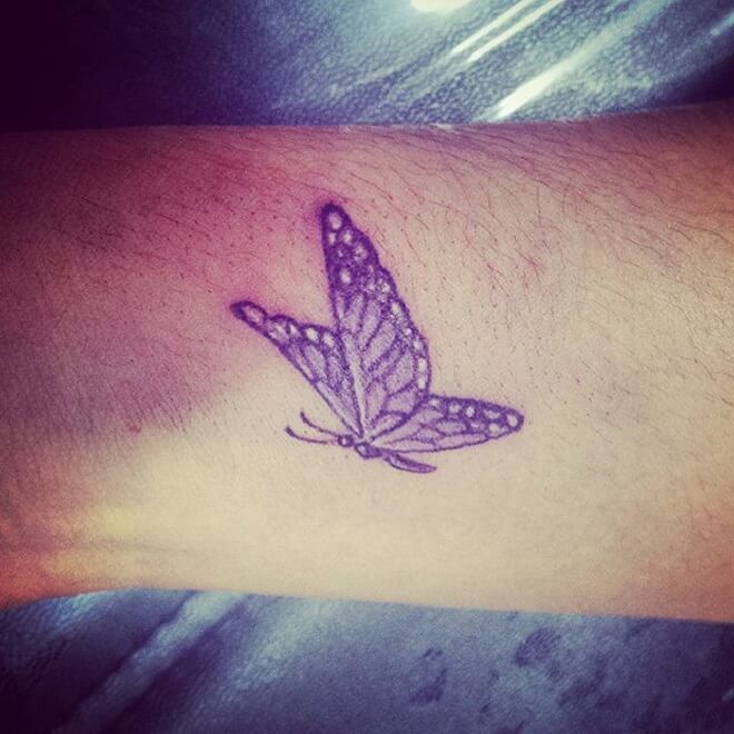 Simple Purple Butterfly Tattoo