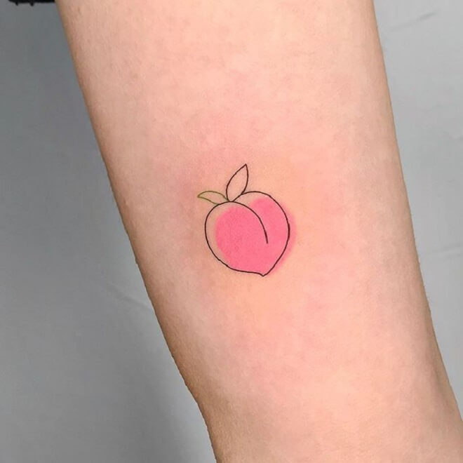 Small Peach Tattoo. 