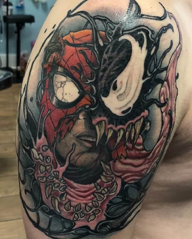 Spiderman and Venom Tattoo