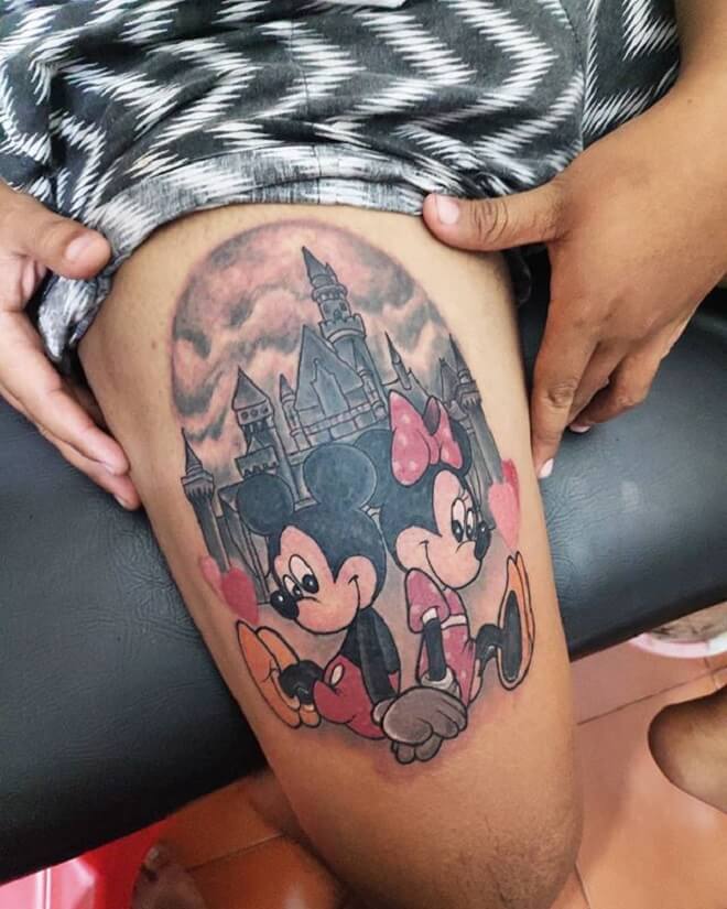 Thigh Minnie Mouse Tattoo