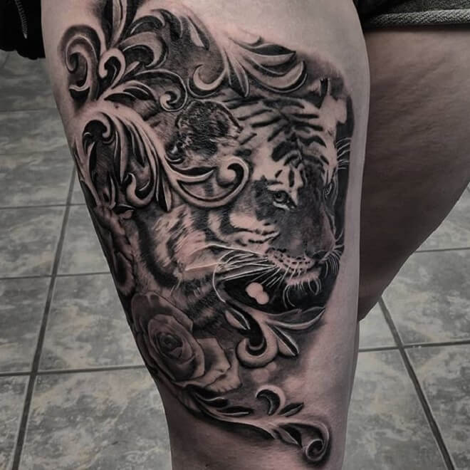 Tiger Filigree Tattoo