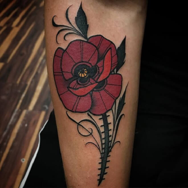 Traditional Poppy Tattoo
