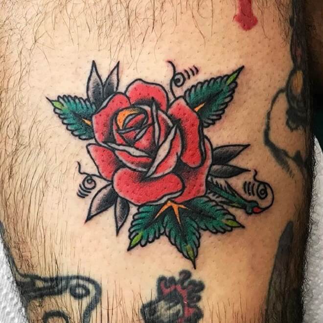 Traditional Rose Tattoo for Men