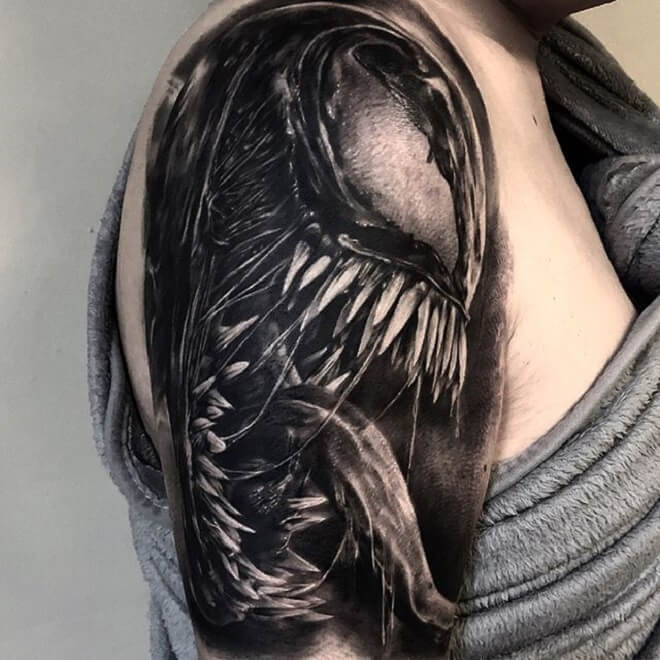 Venom Black and Grey Tattoo