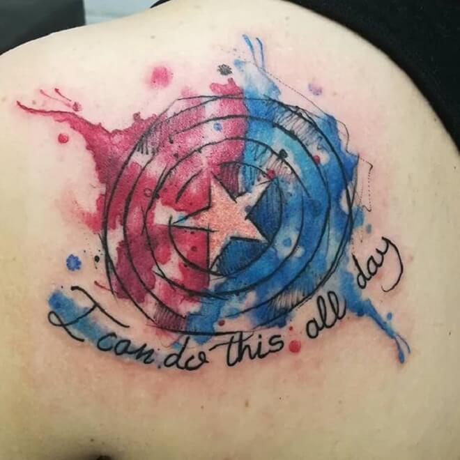 Watercolor Captain America Tattoo