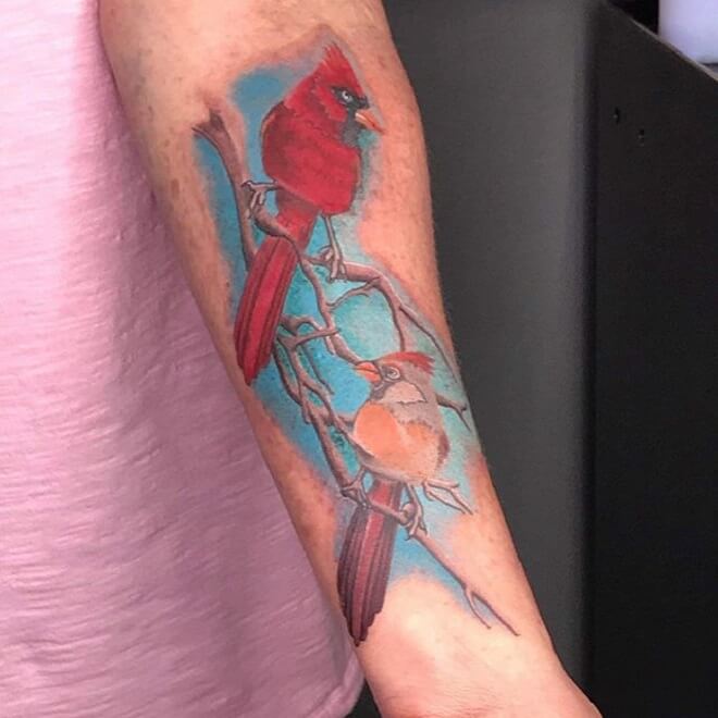 Watercolor Cardinal Tattoo