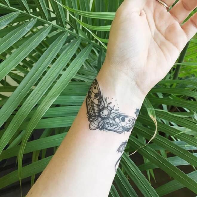 Wrist Death Moth Tattoo