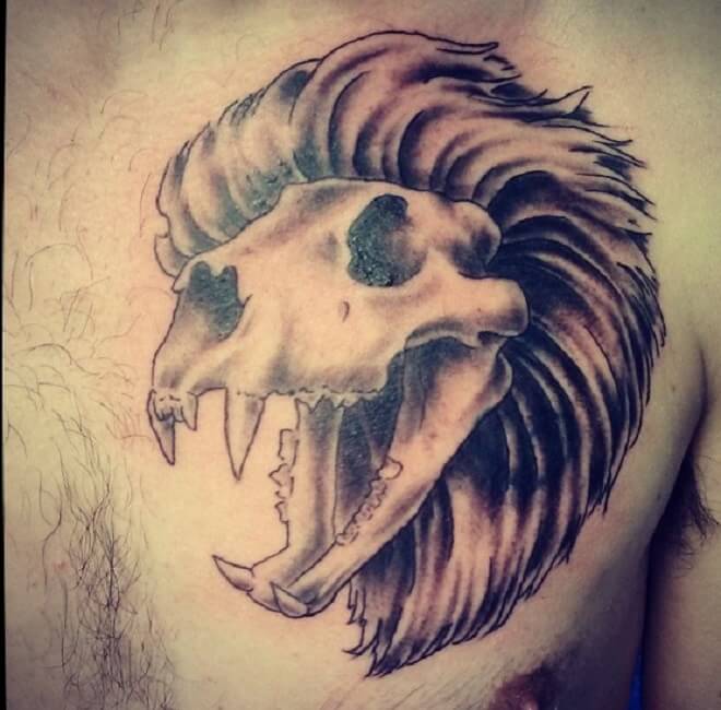 Amazing Lion Skull Tattoo
