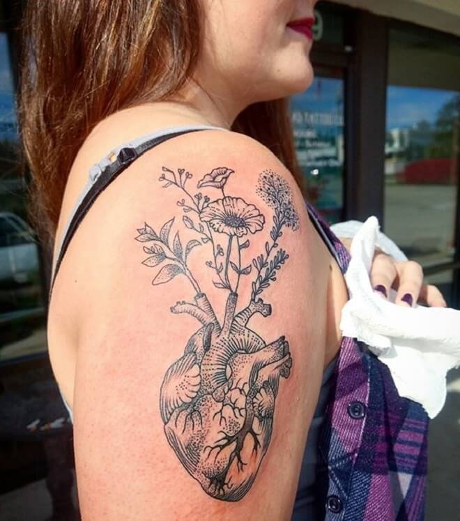 Anatomical Heart Tattoo for Women