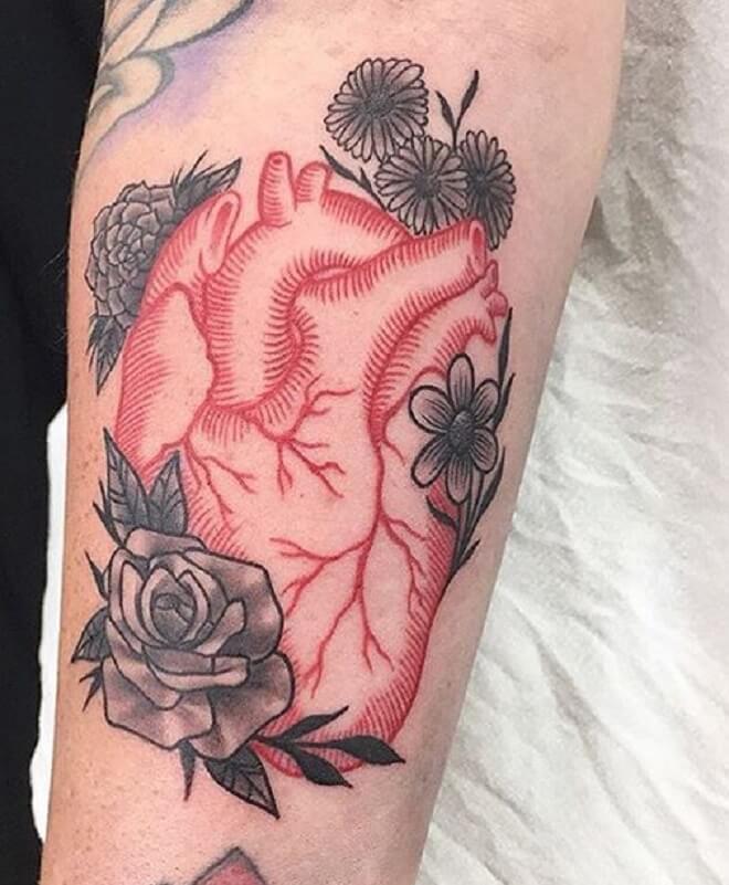 Arm Anatomical Heart Tattoo