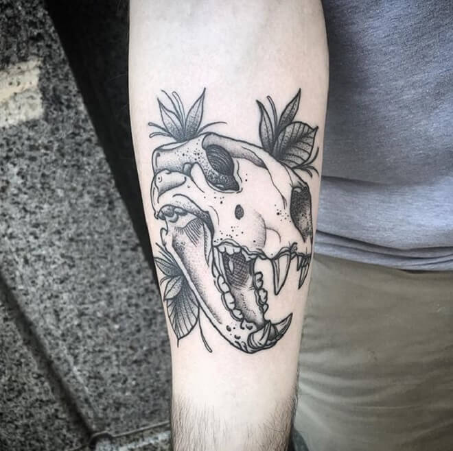 Arm Bear Skull Tattoo