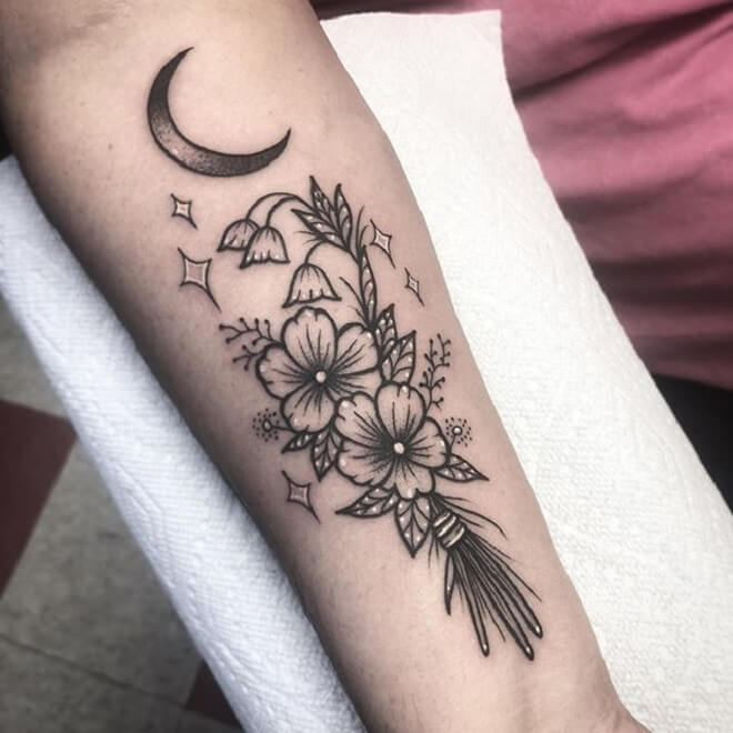 Arm Crescent Moon Tattoo