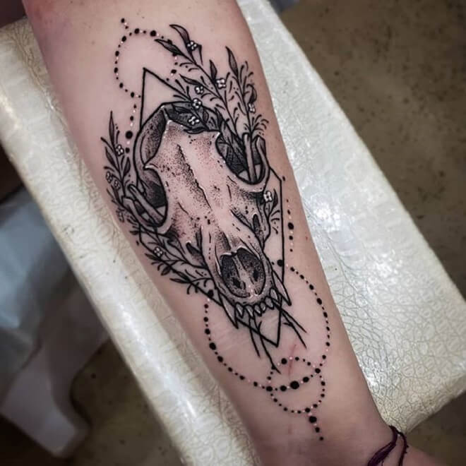 Arm Fox Skull Tattoo