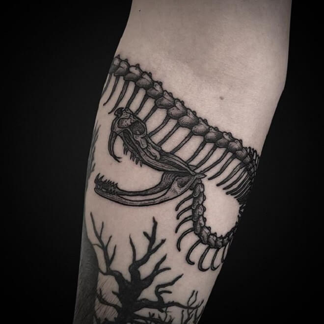 Arm Snake Skeleton Tattoo
