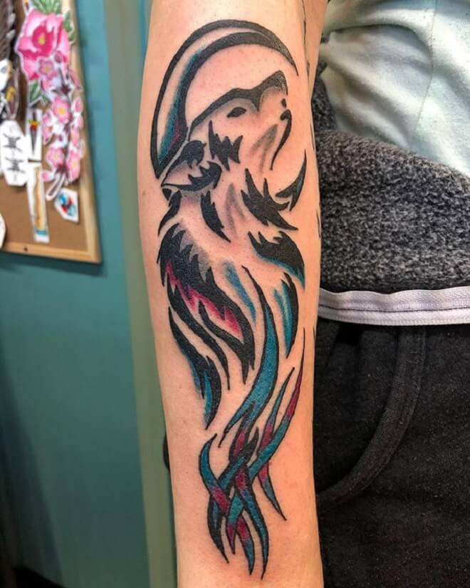 Arm Tribal Wolf Tattoo
