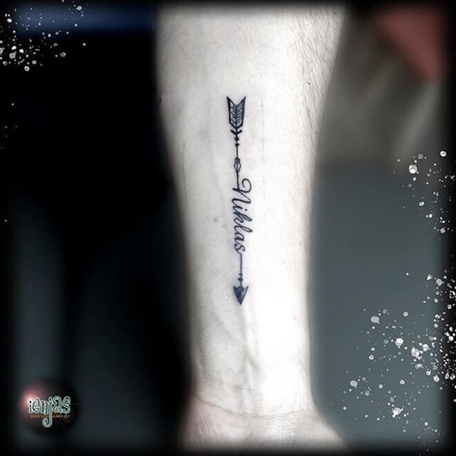 Arrow Text Tattoo