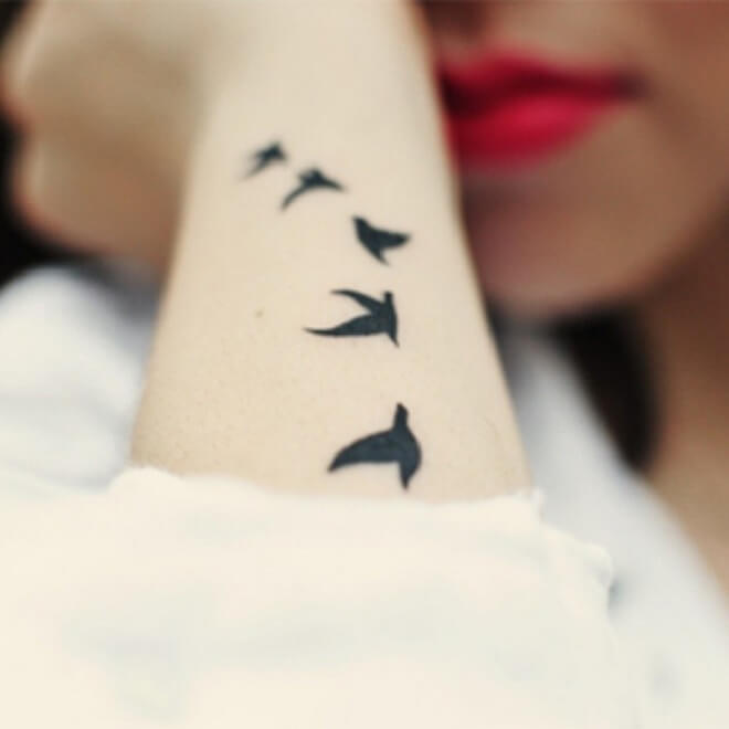 Awesome Flock of Birds Tattoo