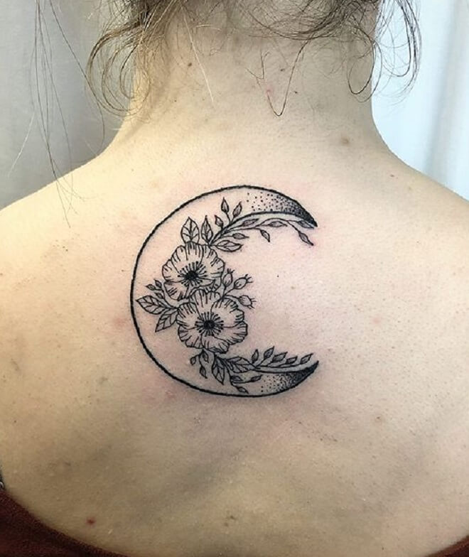 Back Crescent Moon Tattoo