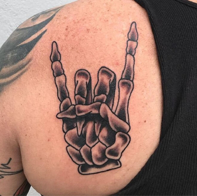 Back Skeleton Hand Tattoo