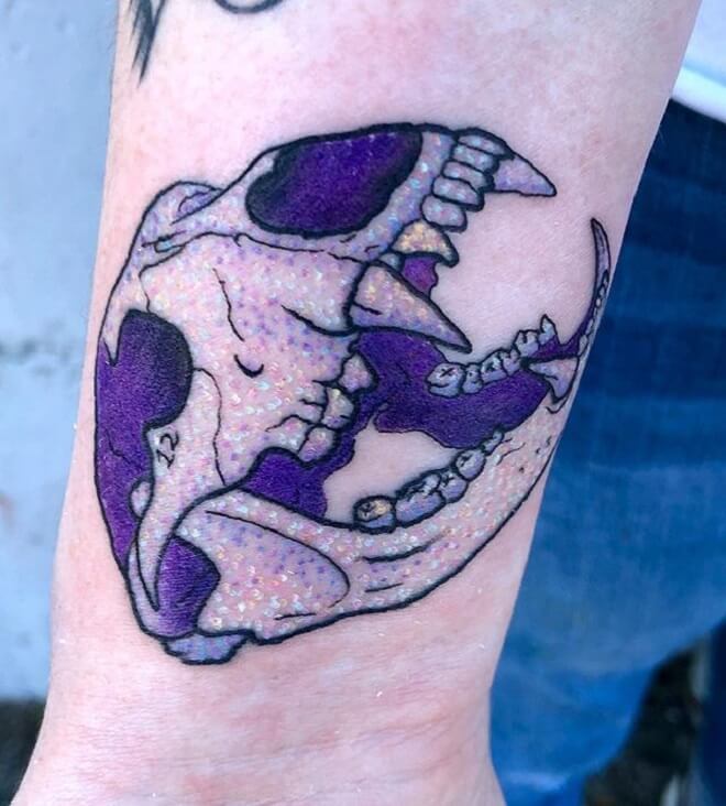 Bear Skull Dot Work Tattoo